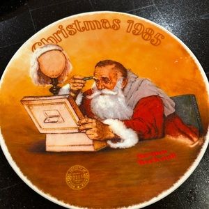 Vintage Norman Rockwell Grandpa Plays Santa Christmas Plate